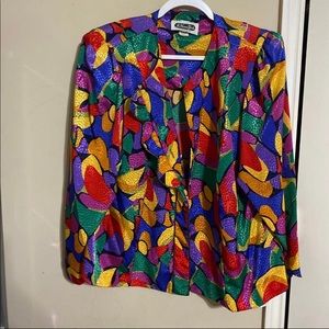 Colorful blazer with vintage buttons